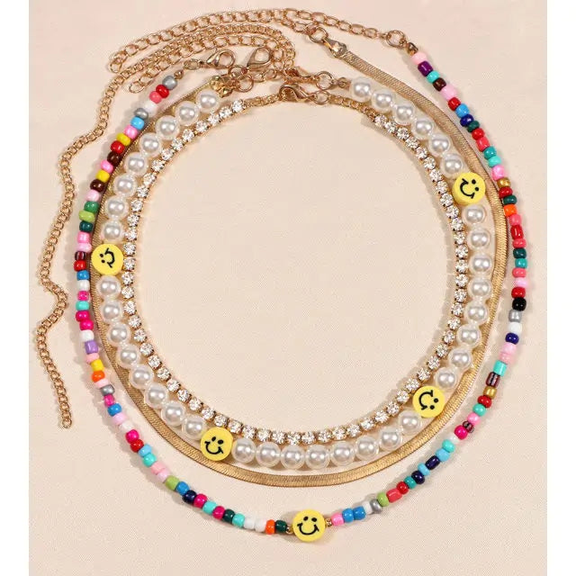 Acrylic Smiley Beads Necklace🌈