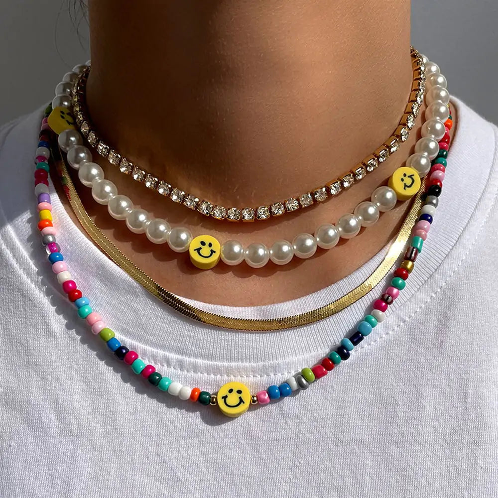 Acrylic Smiley Beads Necklace🌈